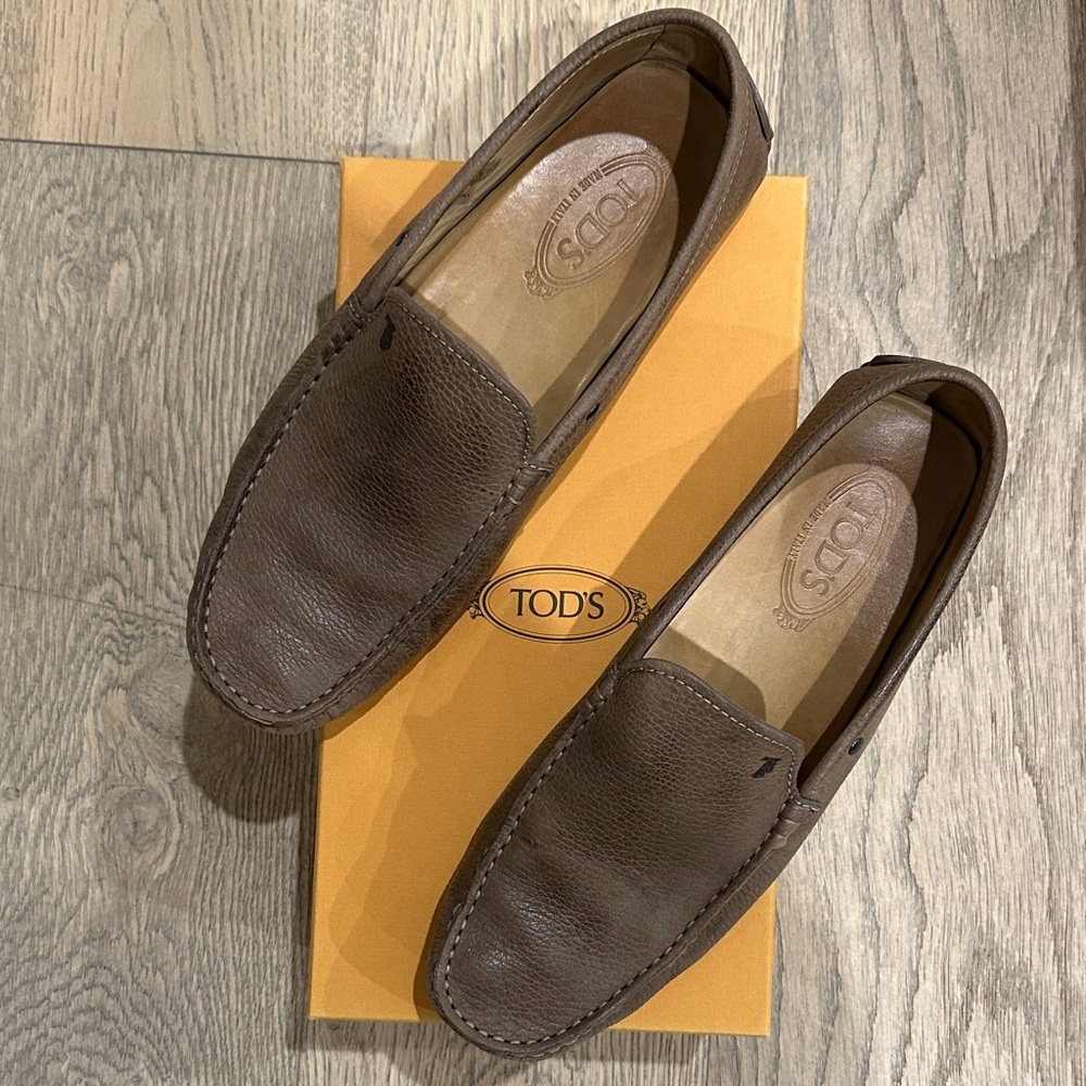 Tod's Dark Brown Leather Men's Slip-Ons